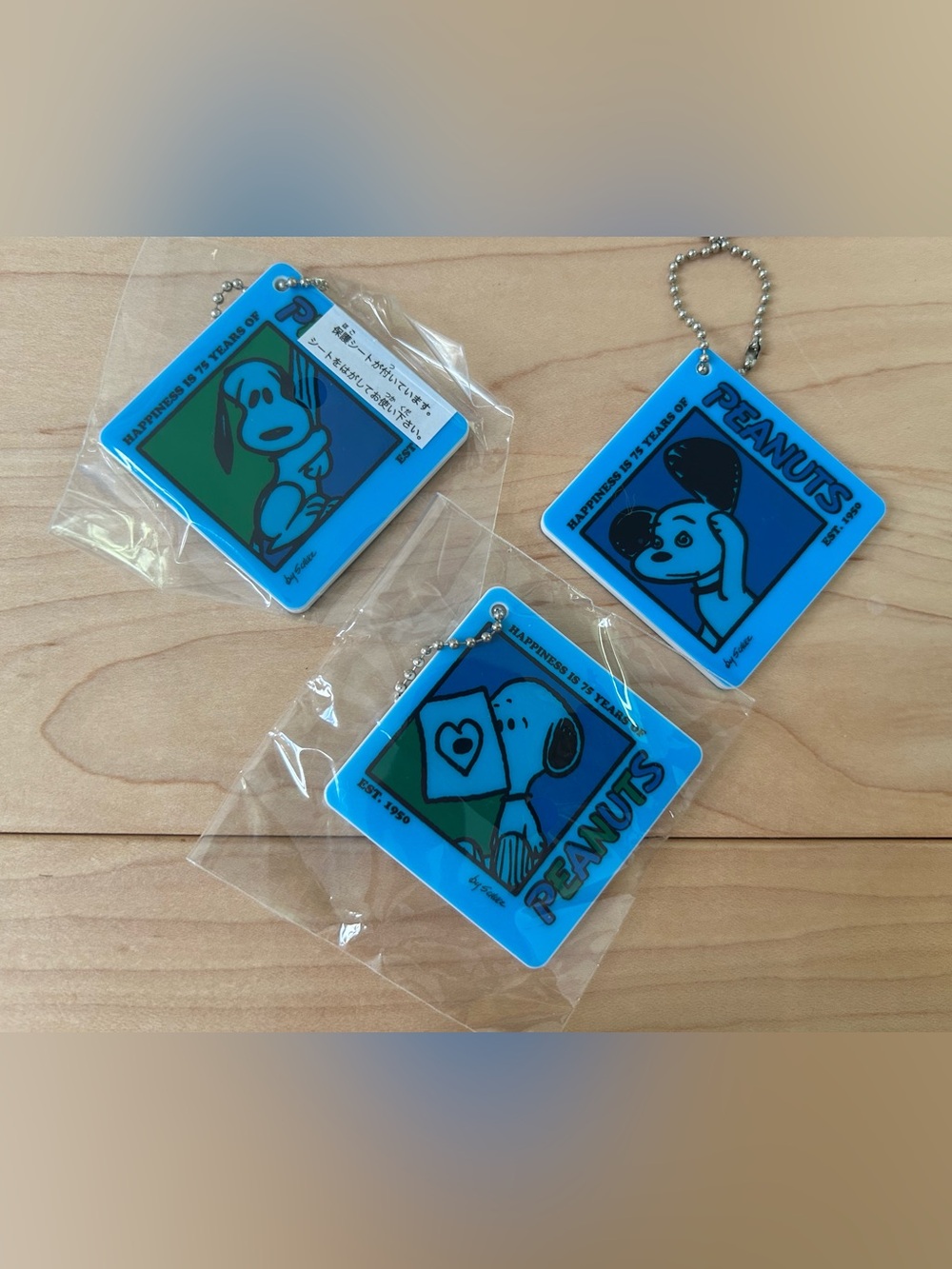NIP New Snoopy 75th Anniversary Collectible 3 pc lot bundle keychains bag charms
